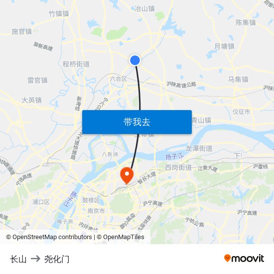 长山 to 尧化门 map