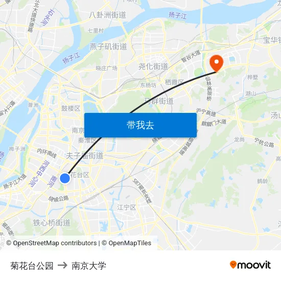菊花台公园 to 南京大学 map