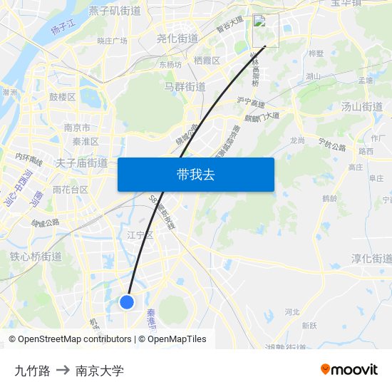 九竹路 to 南京大学 map