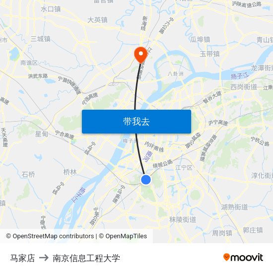 马家店 to 南京信息工程大学 map