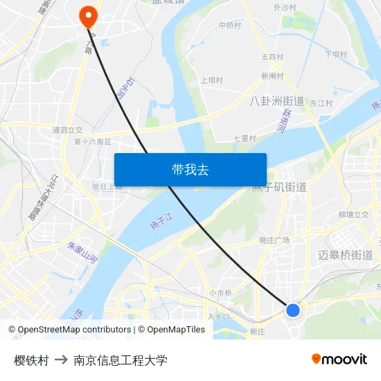 樱铁村 to 南京信息工程大学 map