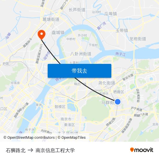 石狮路北 to 南京信息工程大学 map