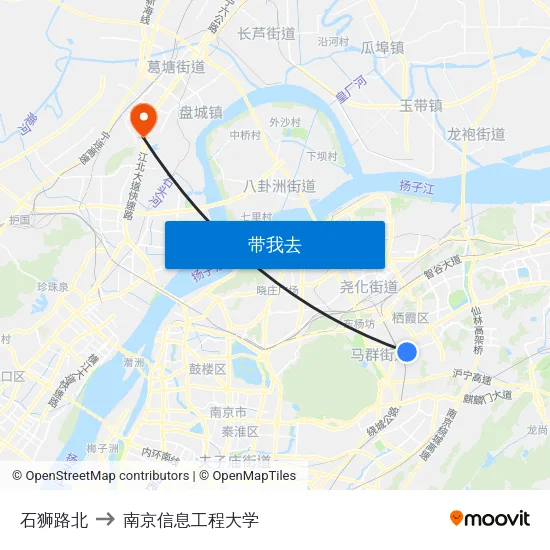 石狮路北 to 南京信息工程大学 map