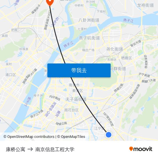 康桥公寓 to 南京信息工程大学 map