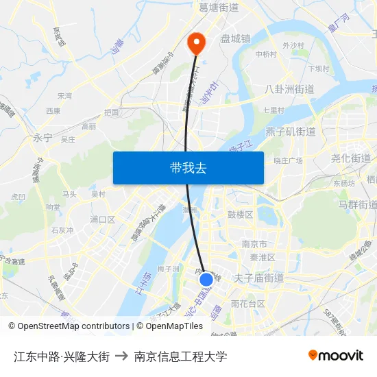 江东中路·兴隆大街 to 南京信息工程大学 map