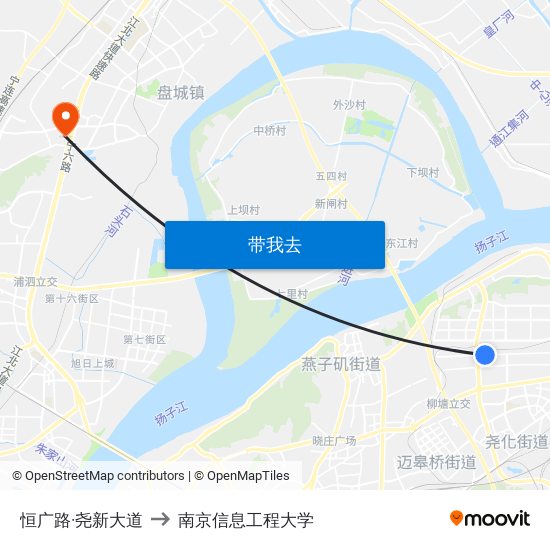 恒广路·尧新大道 to 南京信息工程大学 map