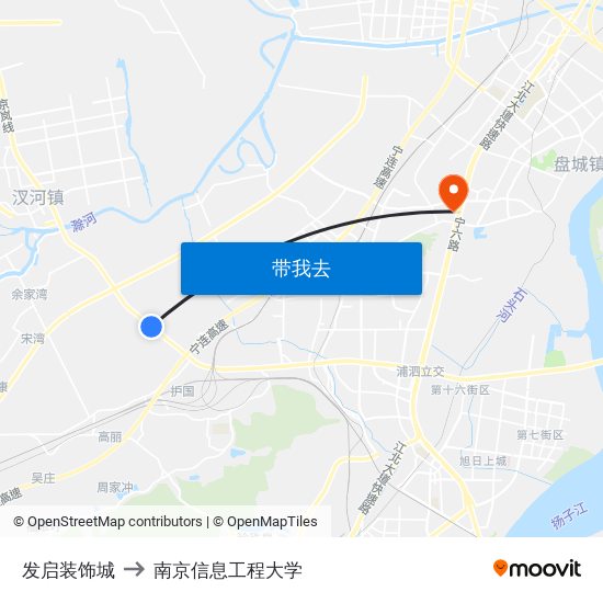 发启装饰城 to 南京信息工程大学 map