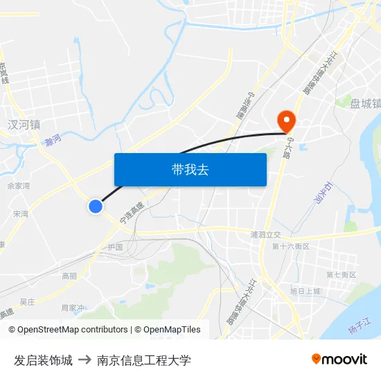 发启装饰城 to 南京信息工程大学 map