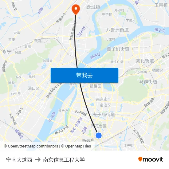 宁南大道西 to 南京信息工程大学 map