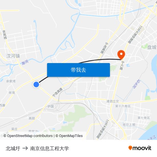 北城圩 to 南京信息工程大学 map