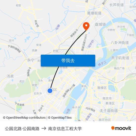 公园北路·公园南路 to 南京信息工程大学 map