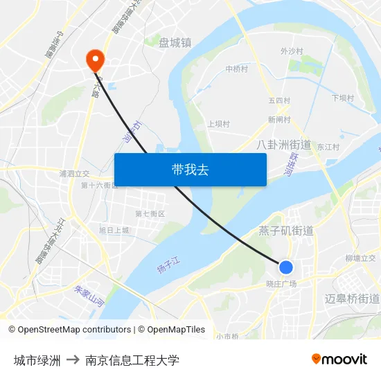 城市绿洲 to 南京信息工程大学 map