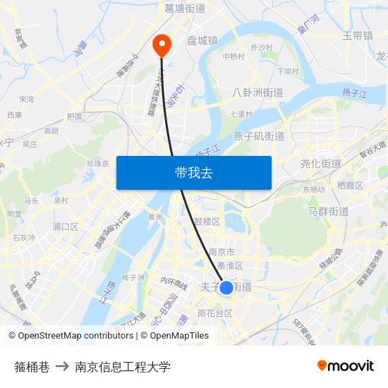 箍桶巷 to 南京信息工程大学 map
