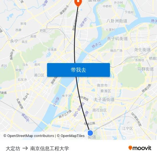 大定坊 to 南京信息工程大学 map