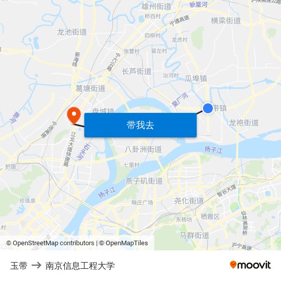 玉带 to 南京信息工程大学 map