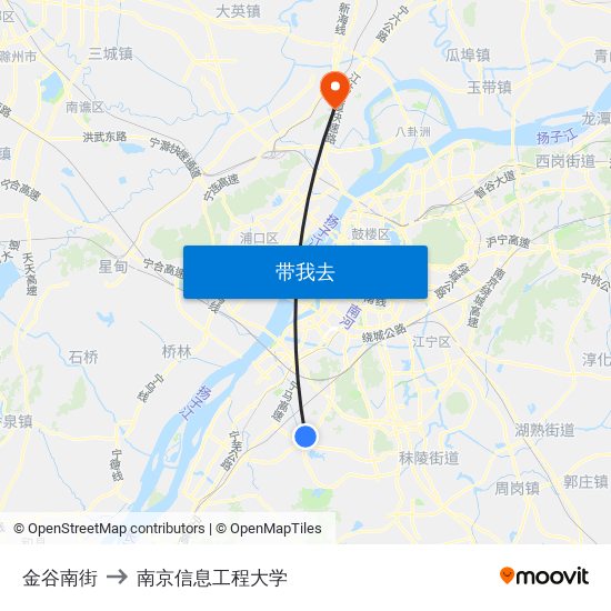 金谷南街 to 南京信息工程大学 map