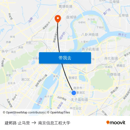 建邺路·止马营 to 南京信息工程大学 map