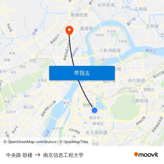 中央路·鼓楼 to 南京信息工程大学 map