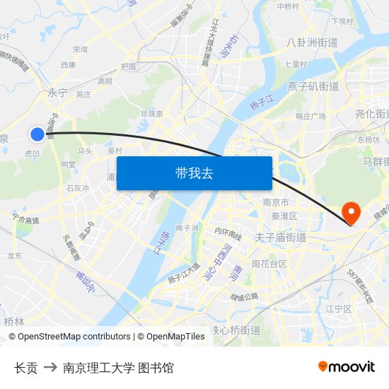 长贡 to 南京理工大学 图书馆 map