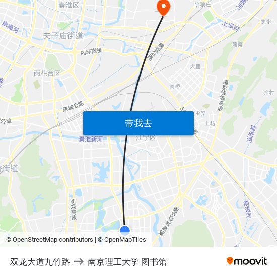 双龙大道九竹路 to 南京理工大学 图书馆 map