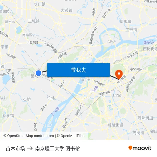 苗木市场 to 南京理工大学 图书馆 map
