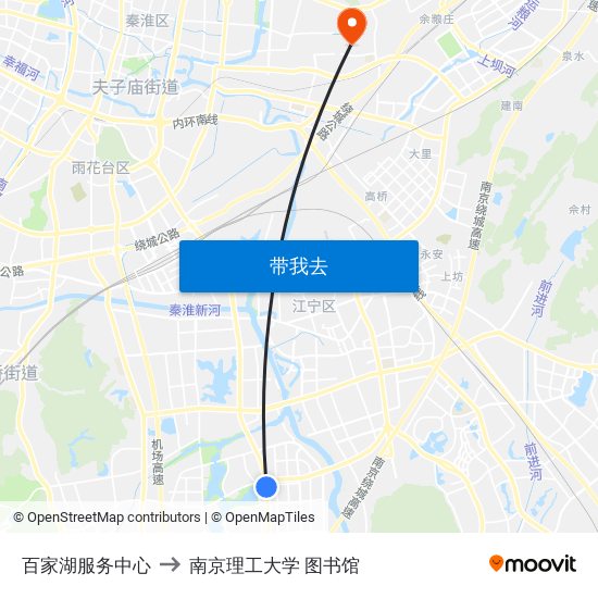 百家湖服务中心 to 南京理工大学 图书馆 map