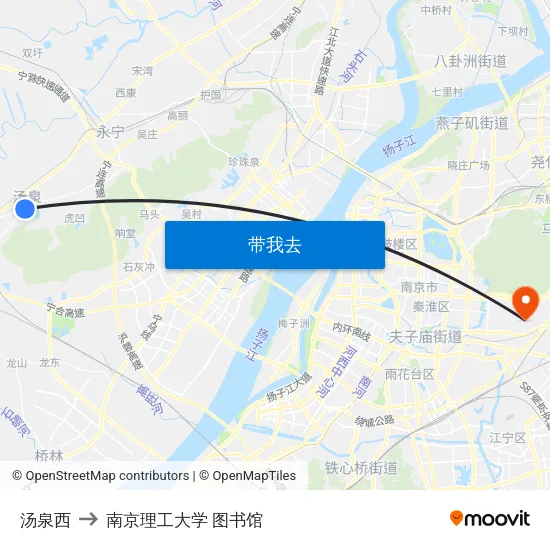 汤泉西 to 南京理工大学 图书馆 map