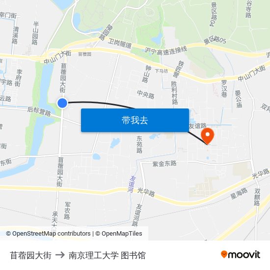 苜蓿园大街 to 南京理工大学 图书馆 map