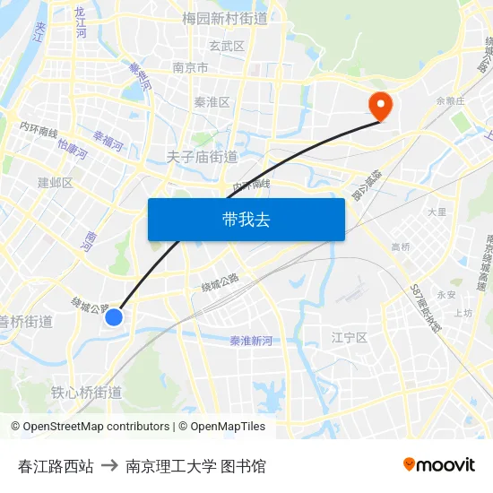 春江路西站 to 南京理工大学 图书馆 map