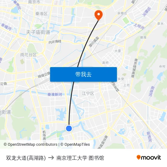 双龙大道(高湖路) to 南京理工大学 图书馆 map