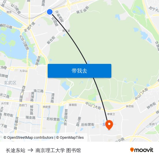 长途东站 to 南京理工大学 图书馆 map