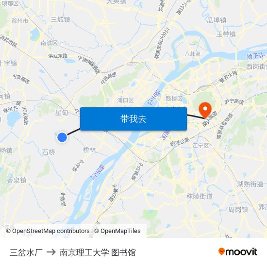 三岔水厂 to 南京理工大学 图书馆 map