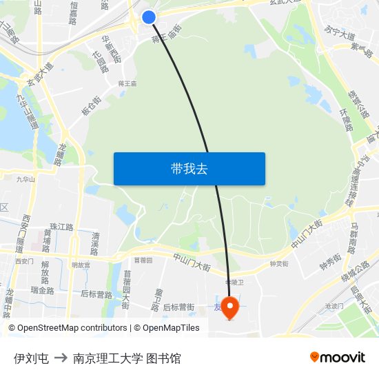 伊刘屯 to 南京理工大学 图书馆 map