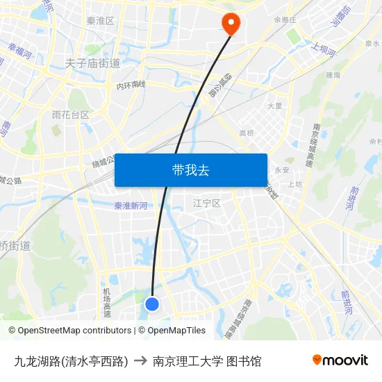 九龙湖路(清水亭西路) to 南京理工大学 图书馆 map