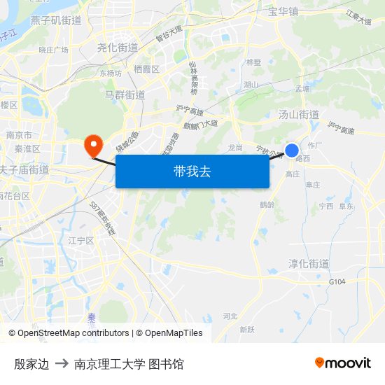 殷家边 to 南京理工大学 图书馆 map