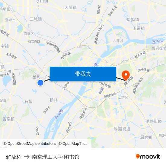解放桥 to 南京理工大学 图书馆 map