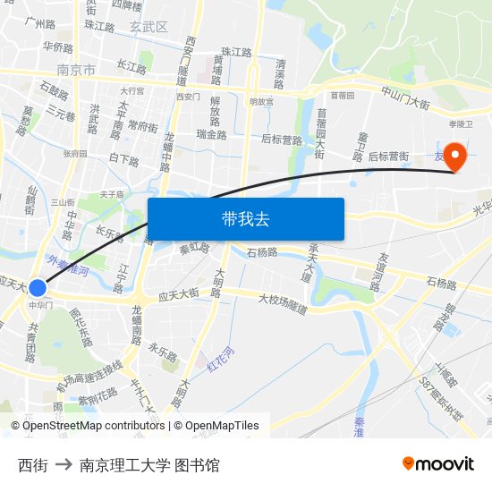 西街 to 南京理工大学 图书馆 map