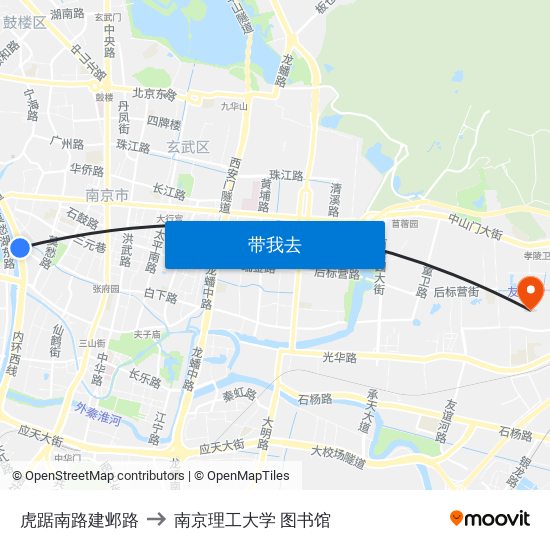 虎踞南路建邺路 to 南京理工大学 图书馆 map