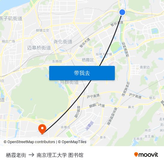 栖霞老街 to 南京理工大学 图书馆 map