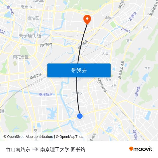 竹山南路东 to 南京理工大学 图书馆 map