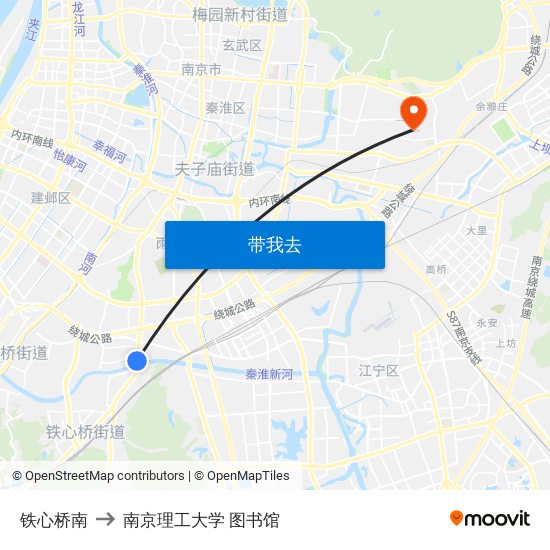 铁心桥南 to 南京理工大学 图书馆 map