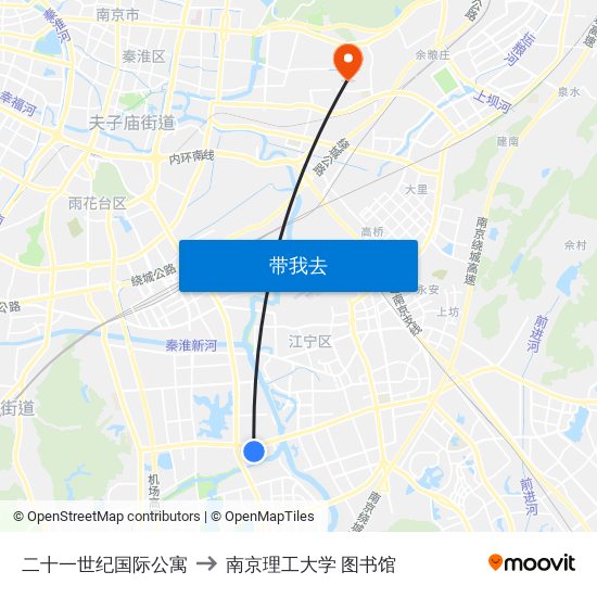 二十一世纪国际公寓 to 南京理工大学 图书馆 map
