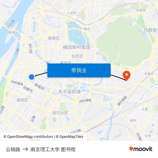 云锦路 to 南京理工大学 图书馆 map