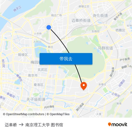 迈皋桥 to 南京理工大学 图书馆 map