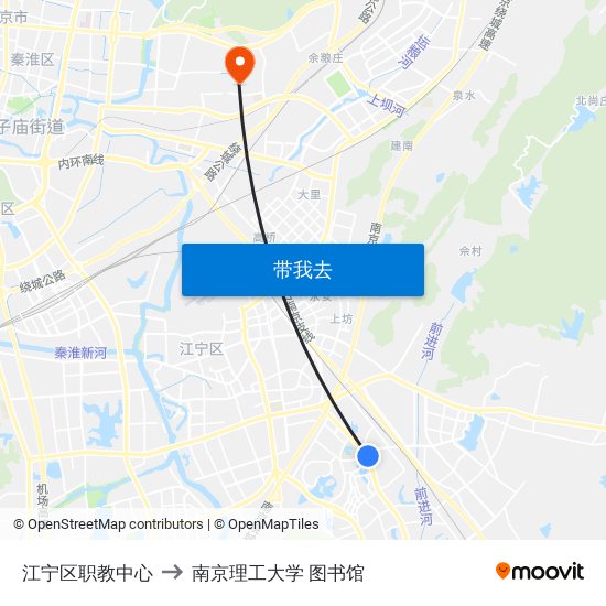江宁区职教中心 to 南京理工大学 图书馆 map
