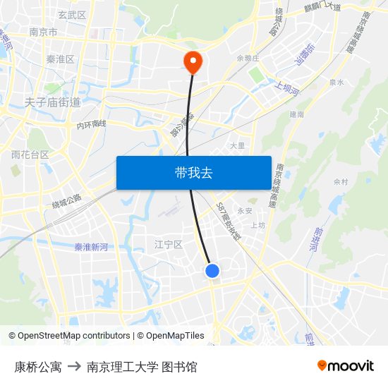 康桥公寓 to 南京理工大学 图书馆 map