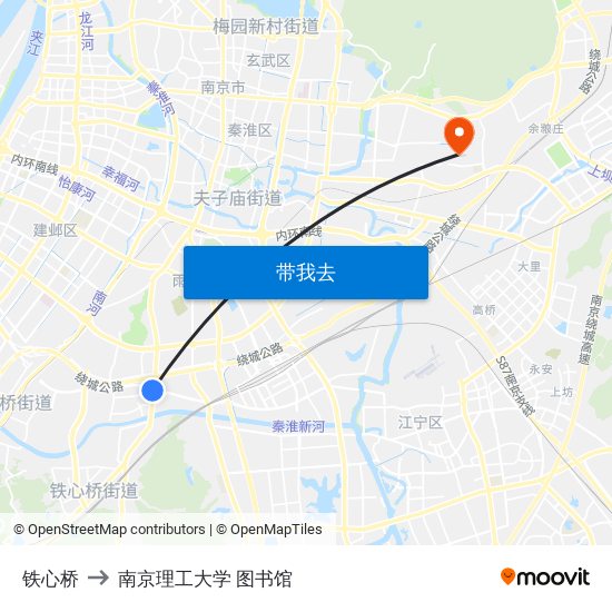 铁心桥 to 南京理工大学 图书馆 map