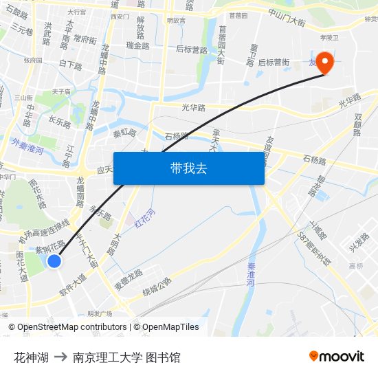 花神湖 to 南京理工大学 图书馆 map