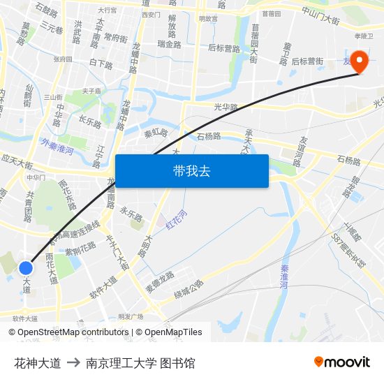 花神大道 to 南京理工大学 图书馆 map