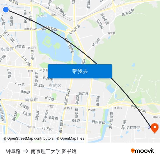钟阜路 to 南京理工大学 图书馆 map
